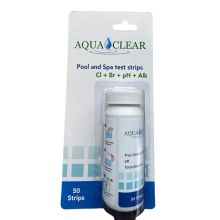 Test bandelette Aqua Clear, pH, Chlore, Brome, Alcalinité (50 tests)